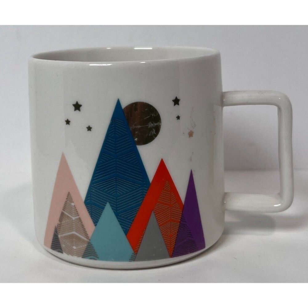 Caribou Coffee Say‎ Yes to Adventure Coffee Mug Cup Abstract Mountains & Moon